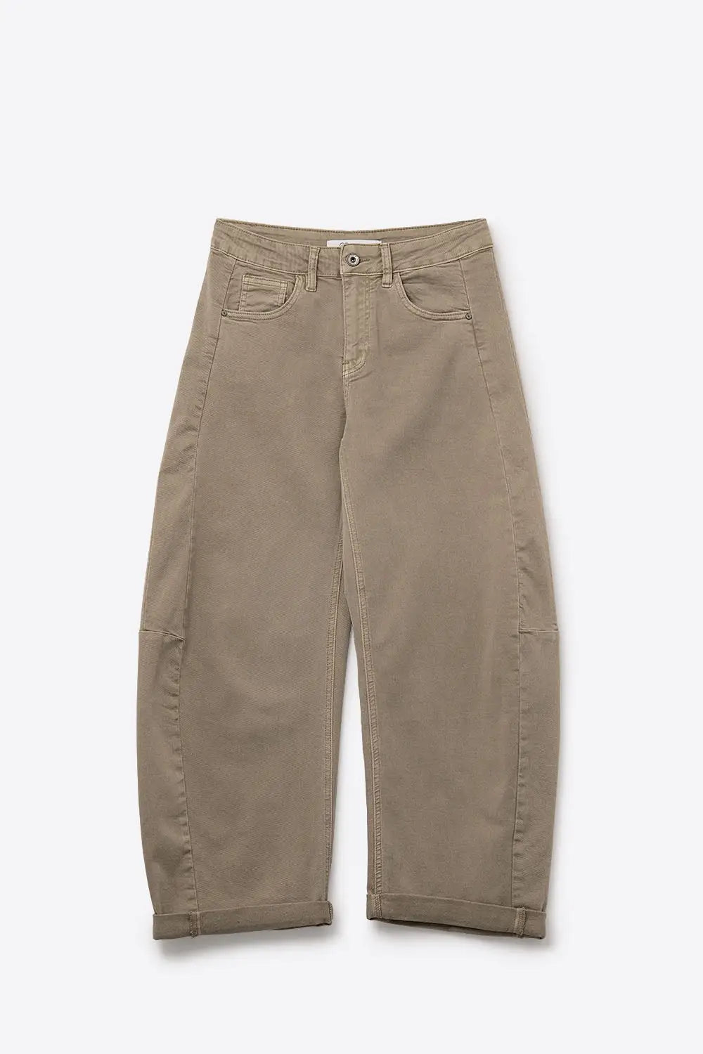 Jean ballon Barrel beige tendance avec poches - Pantalons