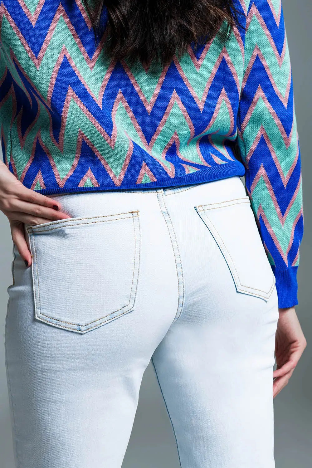 Jean basique à jambe droite blanchi - Pantalons