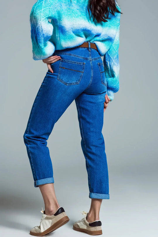 Jean basique à jambe Skinny en denim extensible délavage moyen - Pantalons