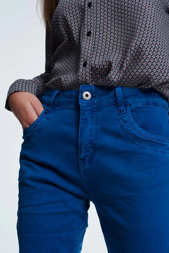jean bleu orange avec entrejambe bas - Pantalons