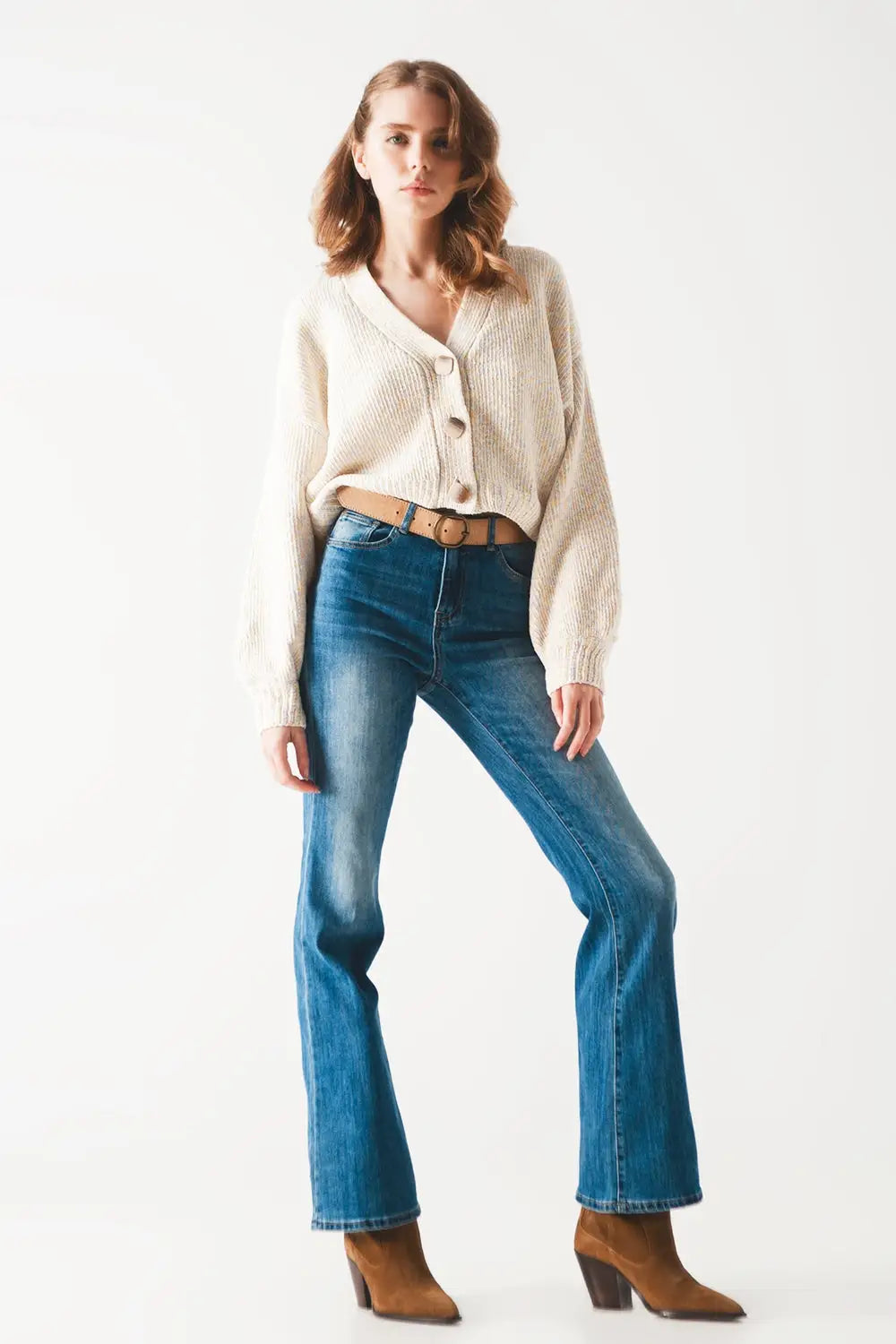 Jean bootcut évasé à taille haute - Pantalons