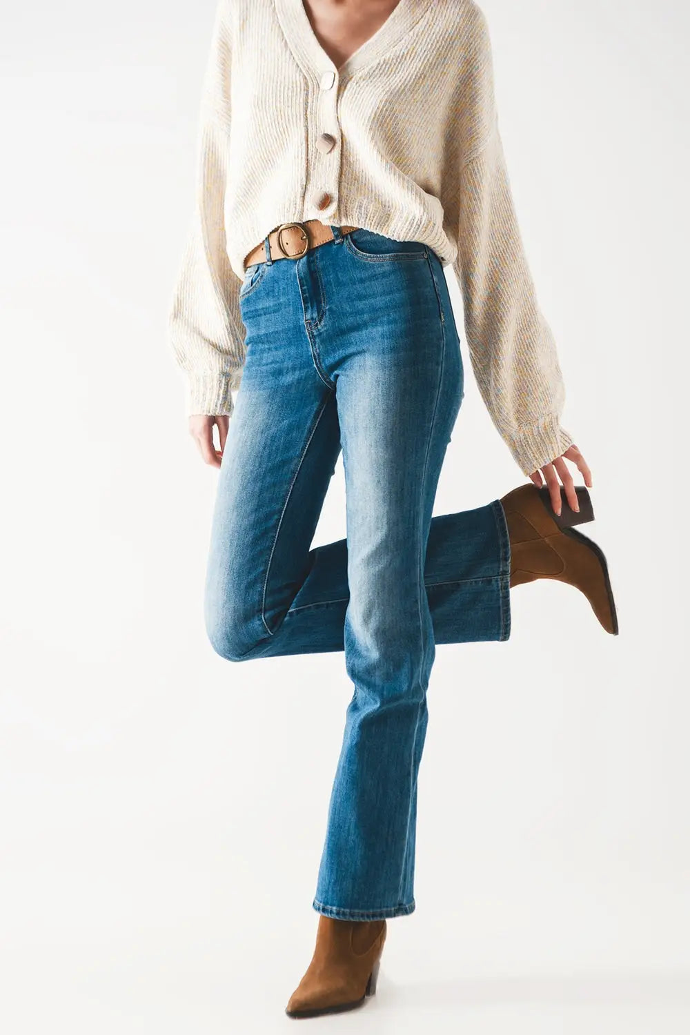 Jean bootcut évasé à taille haute - Pantalons