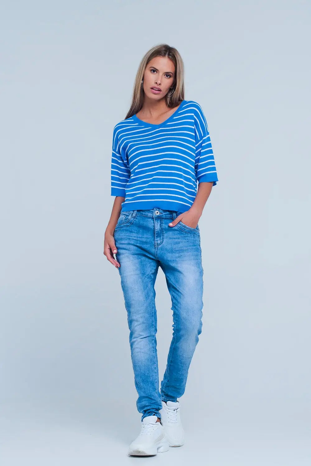 Jean boyfriend avec ornements sur le côté - Pantalons