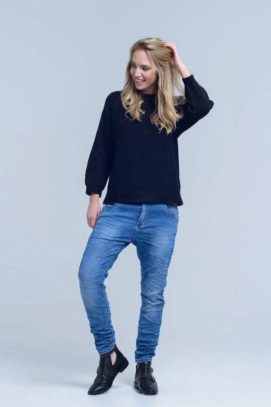 Q2 Jean boyfriend avec poche zippée