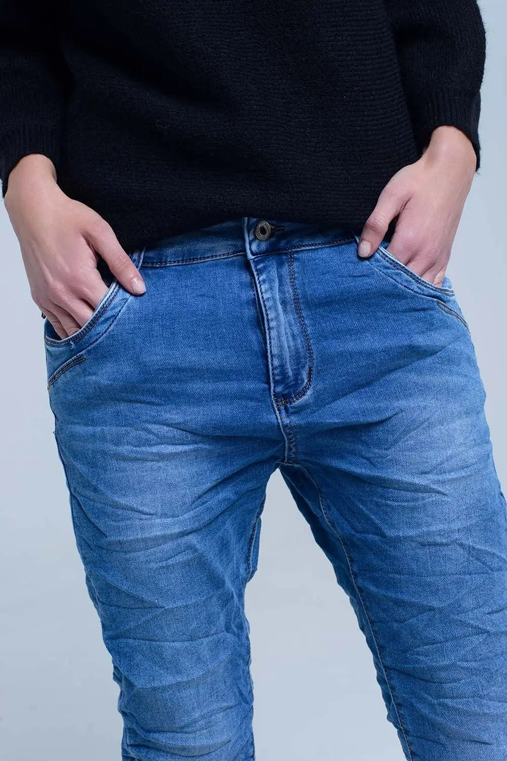 Jean boyfriend avec poche zippée - Pantalons