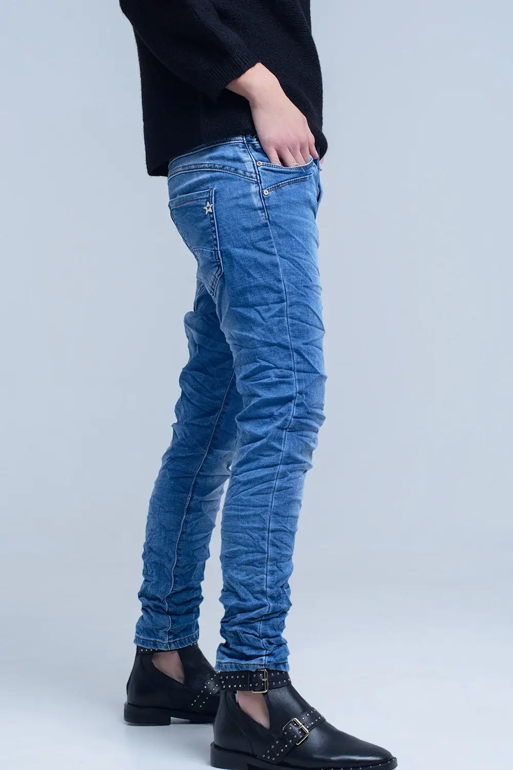 Jean boyfriend avec poche zippée - Pantalons