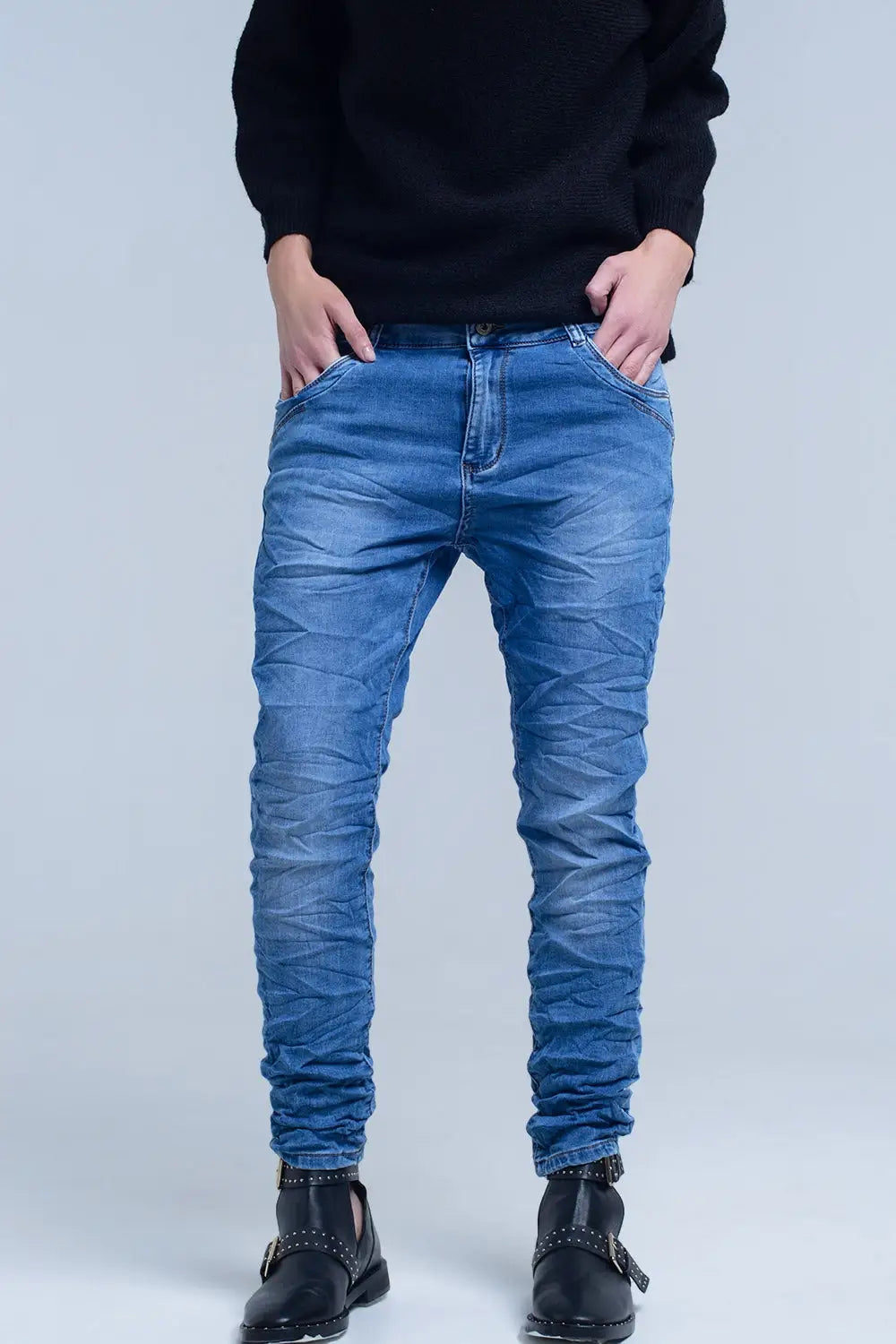 Jean boyfriend avec poche zippée - Pantalons