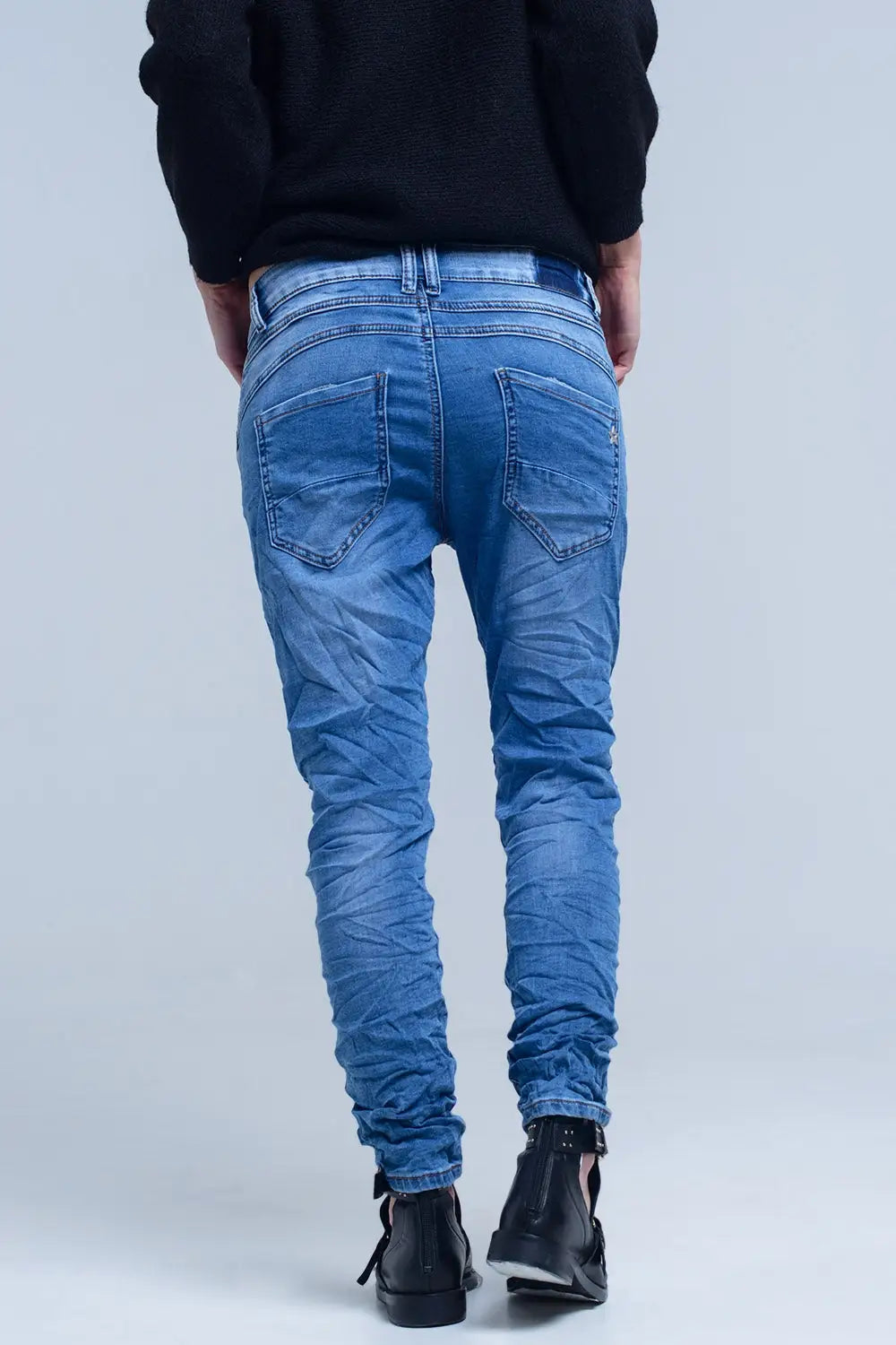 Jean boyfriend avec poche zippée - Pantalons