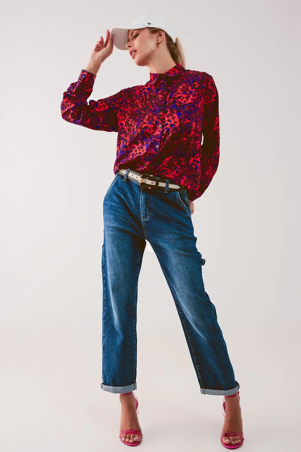 Jean boyfriend en coton stretch Bleu moyen - Pantalons