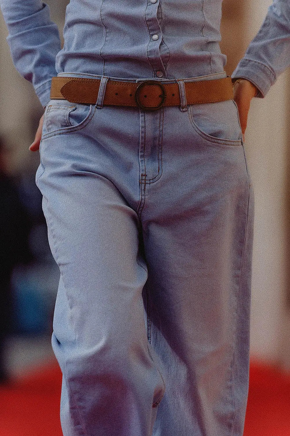 Jean Boyfriend extensible à délavage clair - Pantalons