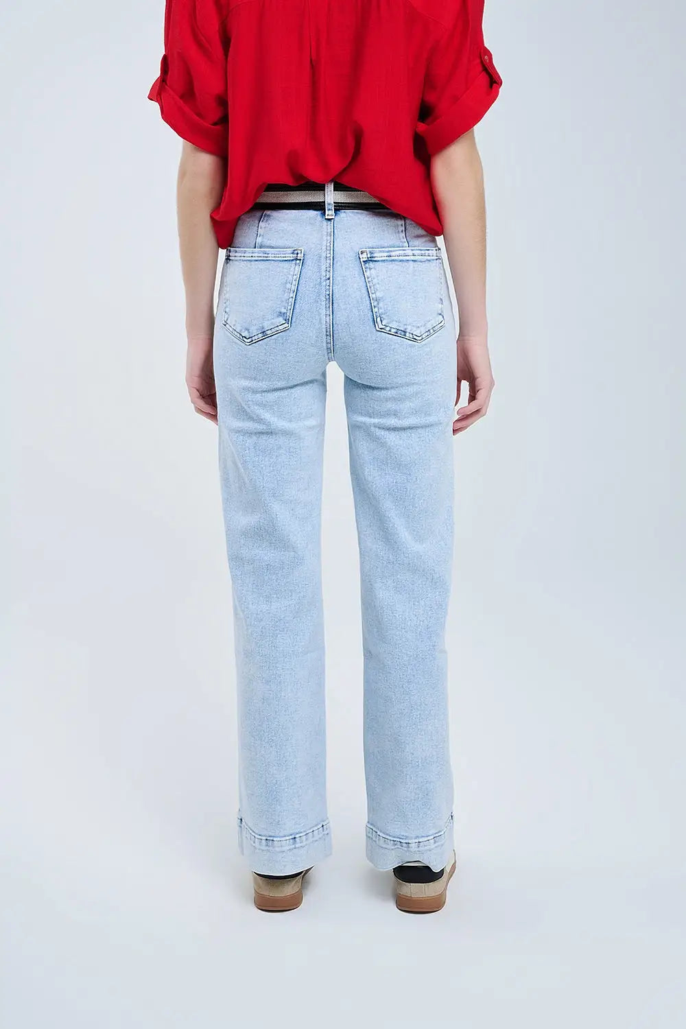 Jean clair avec jambe large et poches - Pantalons