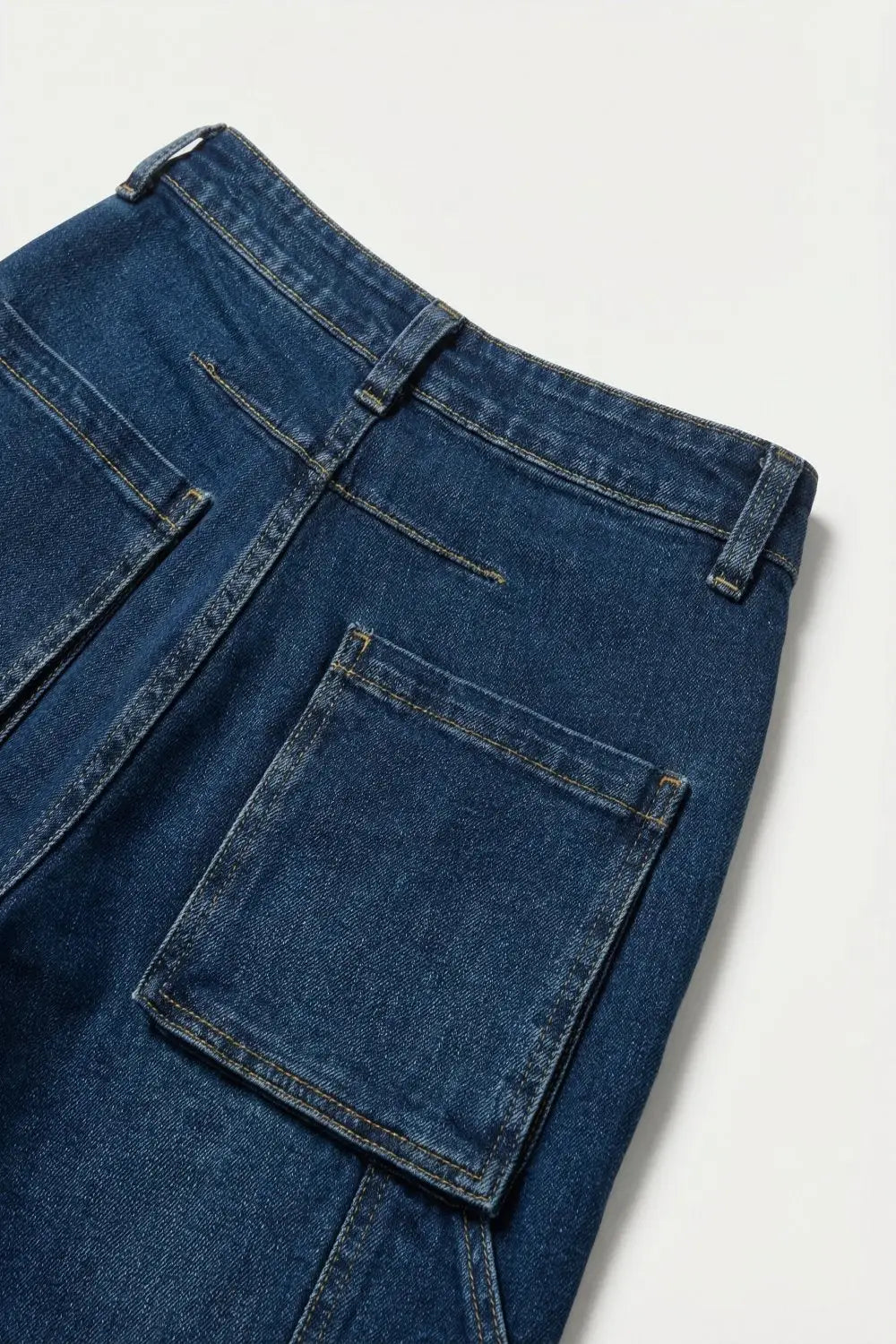 Jean classique à jambes larges en denim bleu avec couture - Pantalons