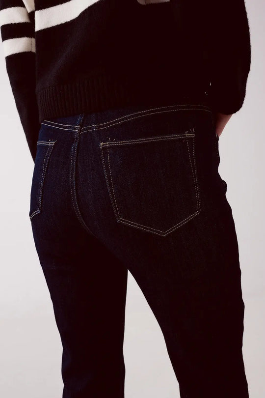 Jean coupe droite style années 90 bleu foncé délavé - Pantalons