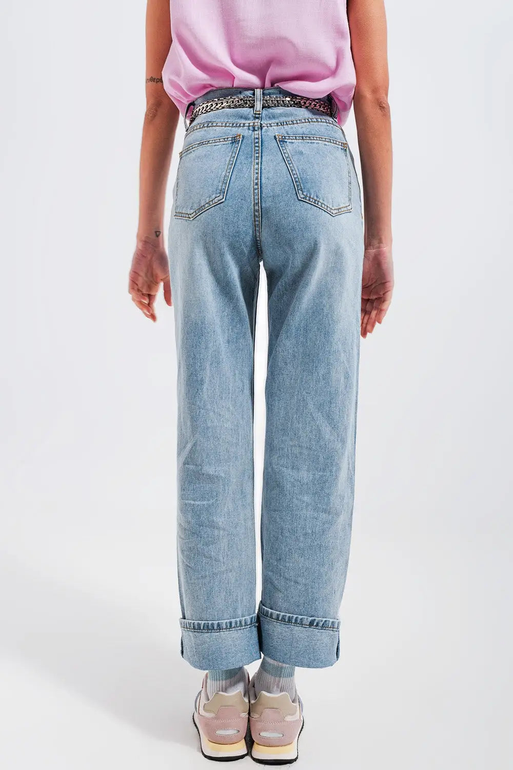 Jean coupe style années 90 à imprimé cœurs - Pantalons