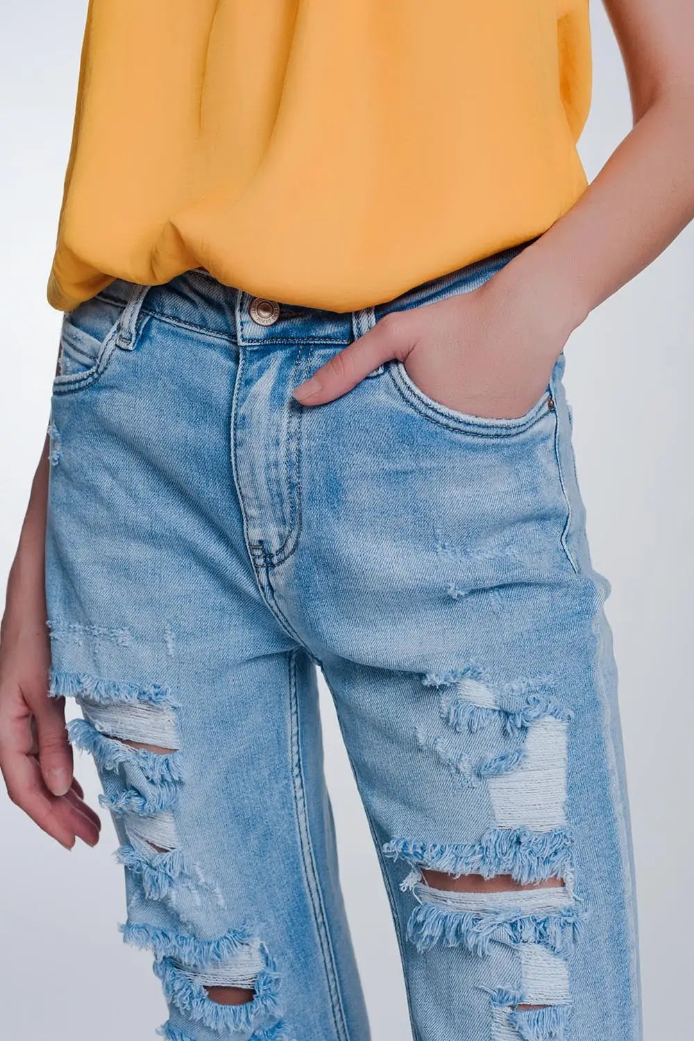 Jean court large à ourlet brut - Pantalons