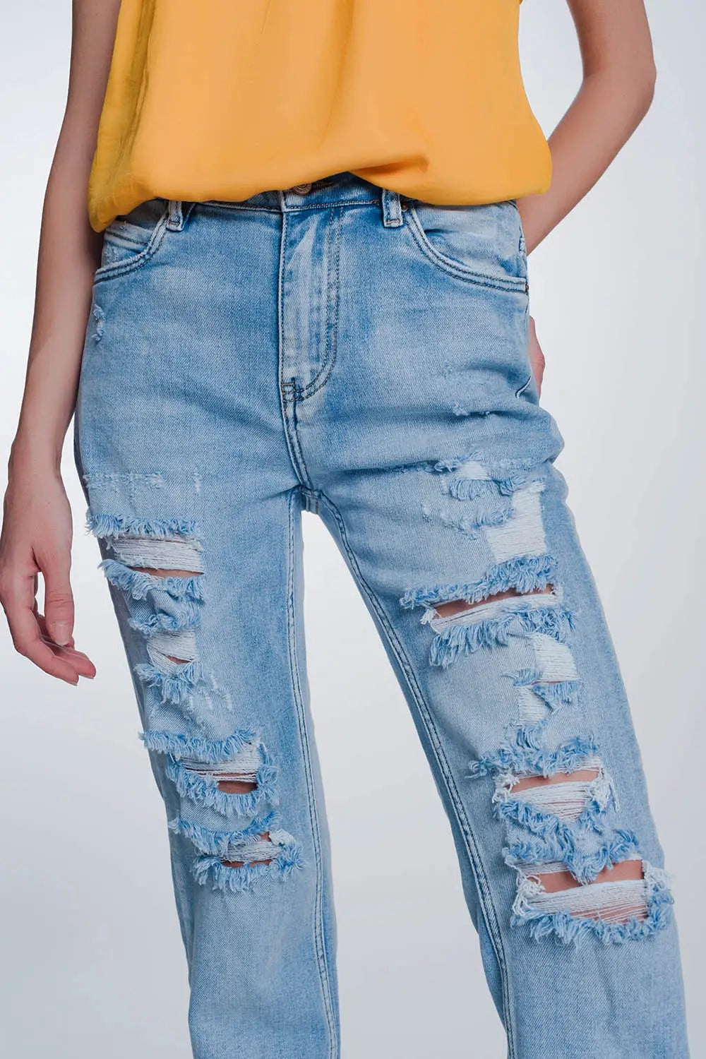 Jean court large à ourlet brut - Pantalons