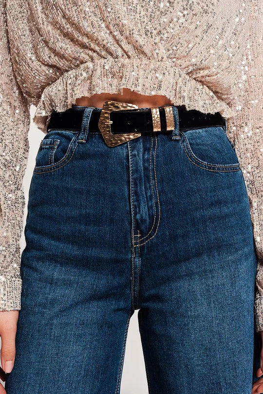 Jean Cropped déchiré avec ourlet à franges Bleu - Pantalons