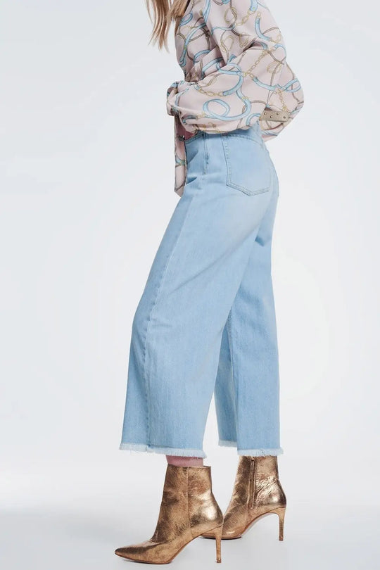 Jean-culotte à ourlet déchiré - Pantalons