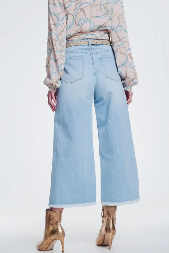 Jean-culotte à ourlet déchiré - Pantalons