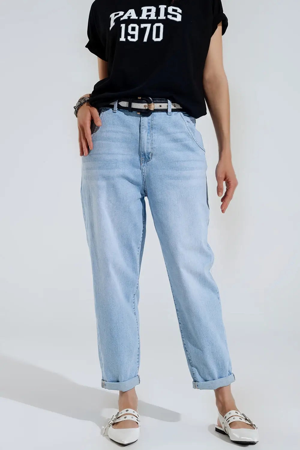 Q2 Jean de maman à poches latérales
