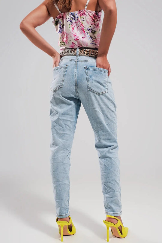 Jean déchiré à délavage claire - Pantalons