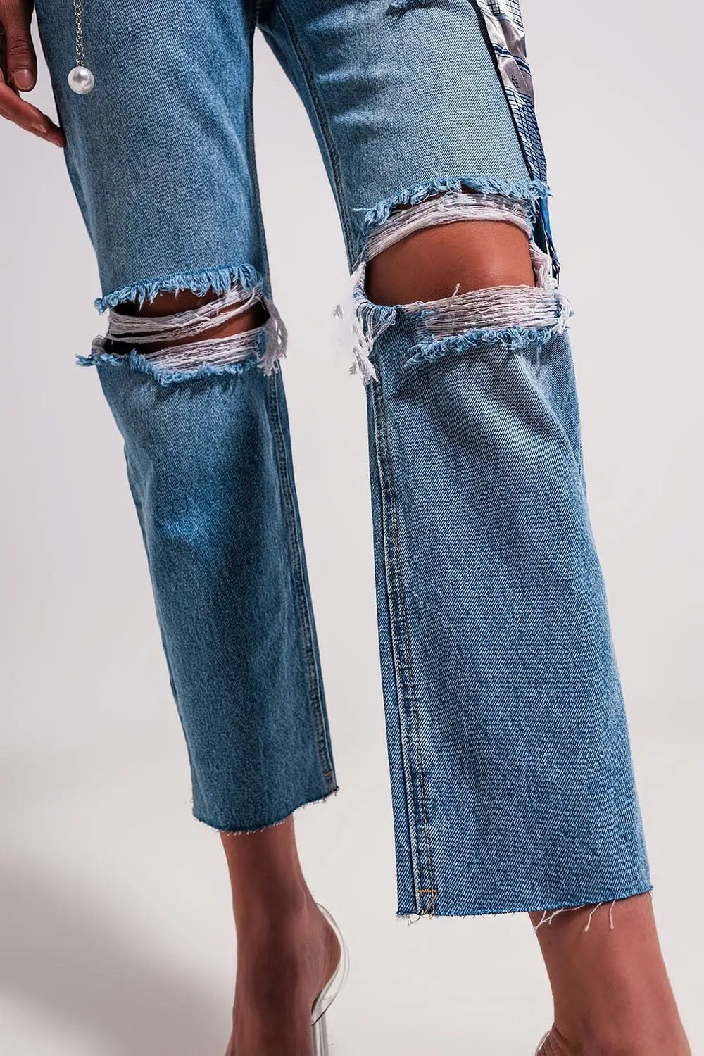 Jean déchiré aux genoux Bleu clair - Pantalons