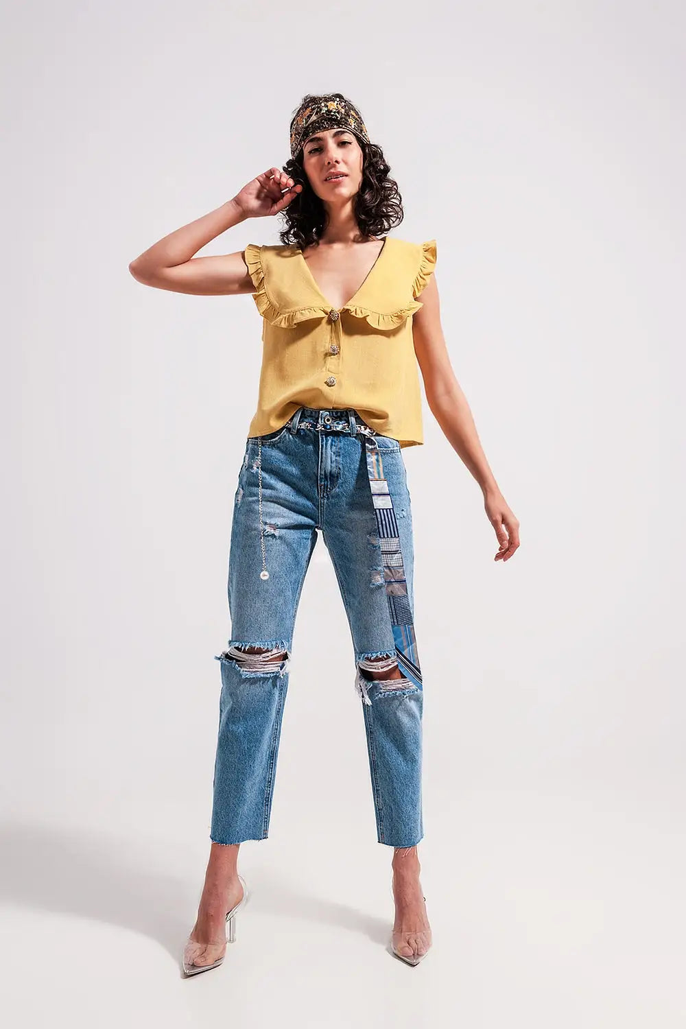 Jean déchiré aux genoux Bleu clair - Pantalons