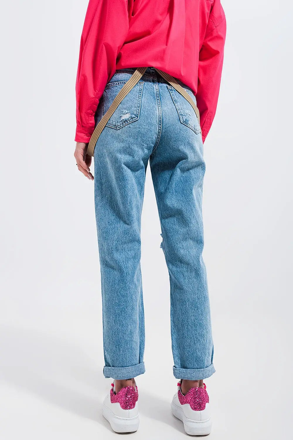 Jean déchiré aux genoux Bleu délavé clair - Pantalons