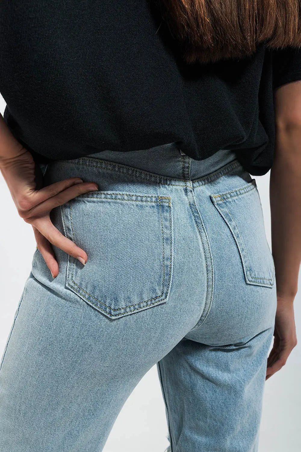 Jean déchiré avec empiècements Délavage clair - Pantalons