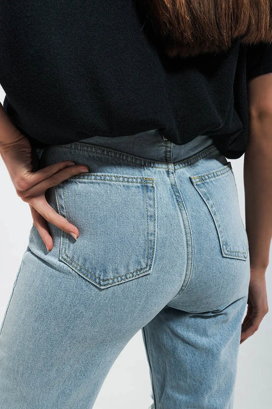 Jean déchiré avec empiècements Délavage clair - Pantalons