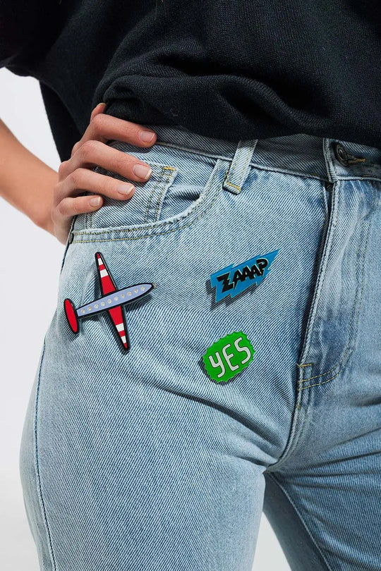 Jean déchiré avec empiècements Délavage clair - Pantalons