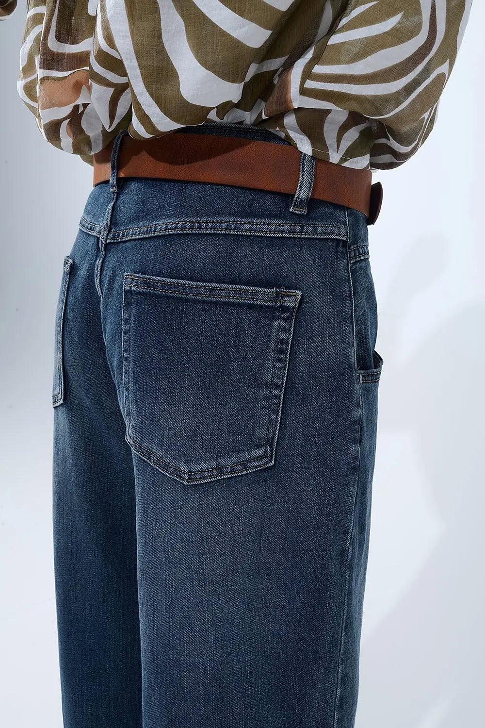 Jean décontracté à jambe large délavé à l’ancienne - Pantalons