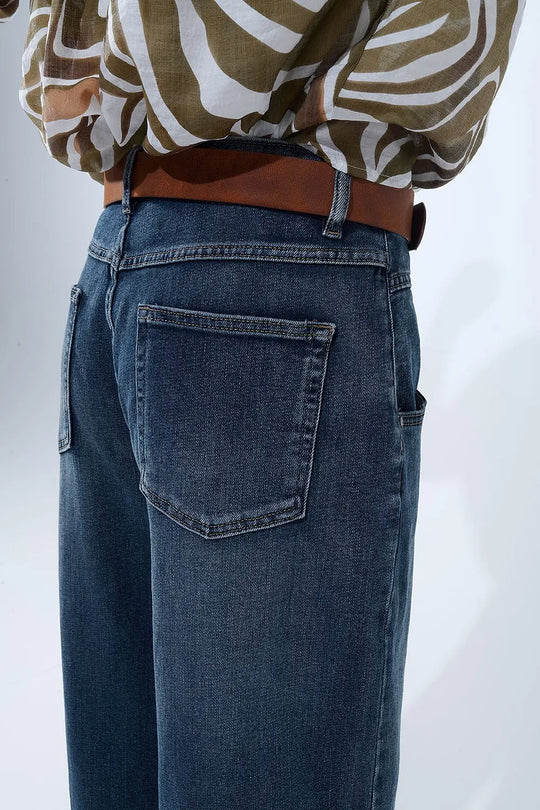 Jean décontracté à jambe large délavé à l’ancienne - Pantalons