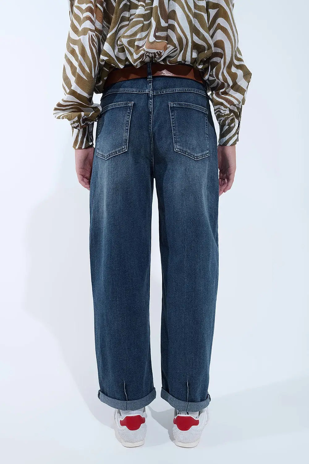 Jean décontracté à jambe large délavé à l’ancienne - Pantalons