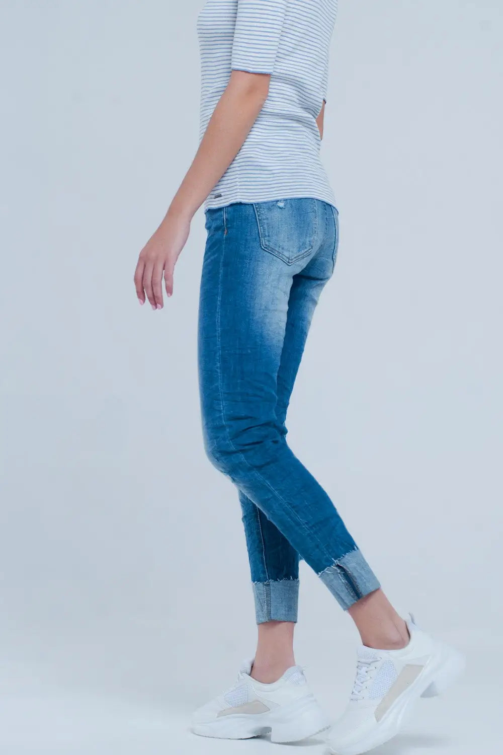 Jean droit à ourlet effiloché - Pantalons