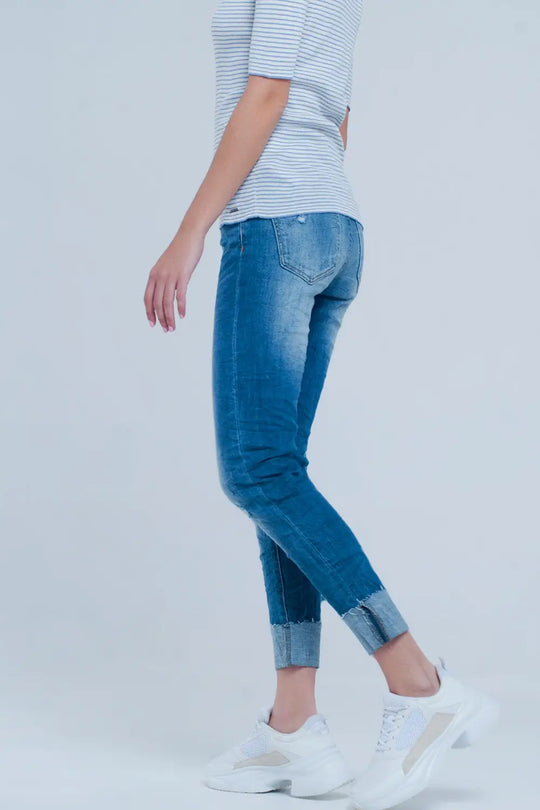 Jean droit à ourlet effiloché - Pantalons