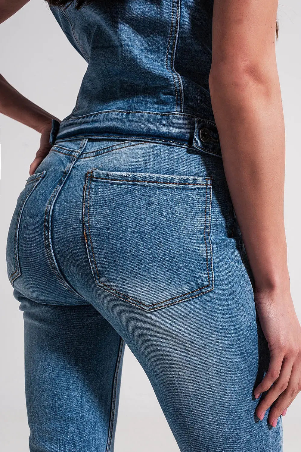 Jean droit à ourlets effilochés Bleu clair - Pantalons