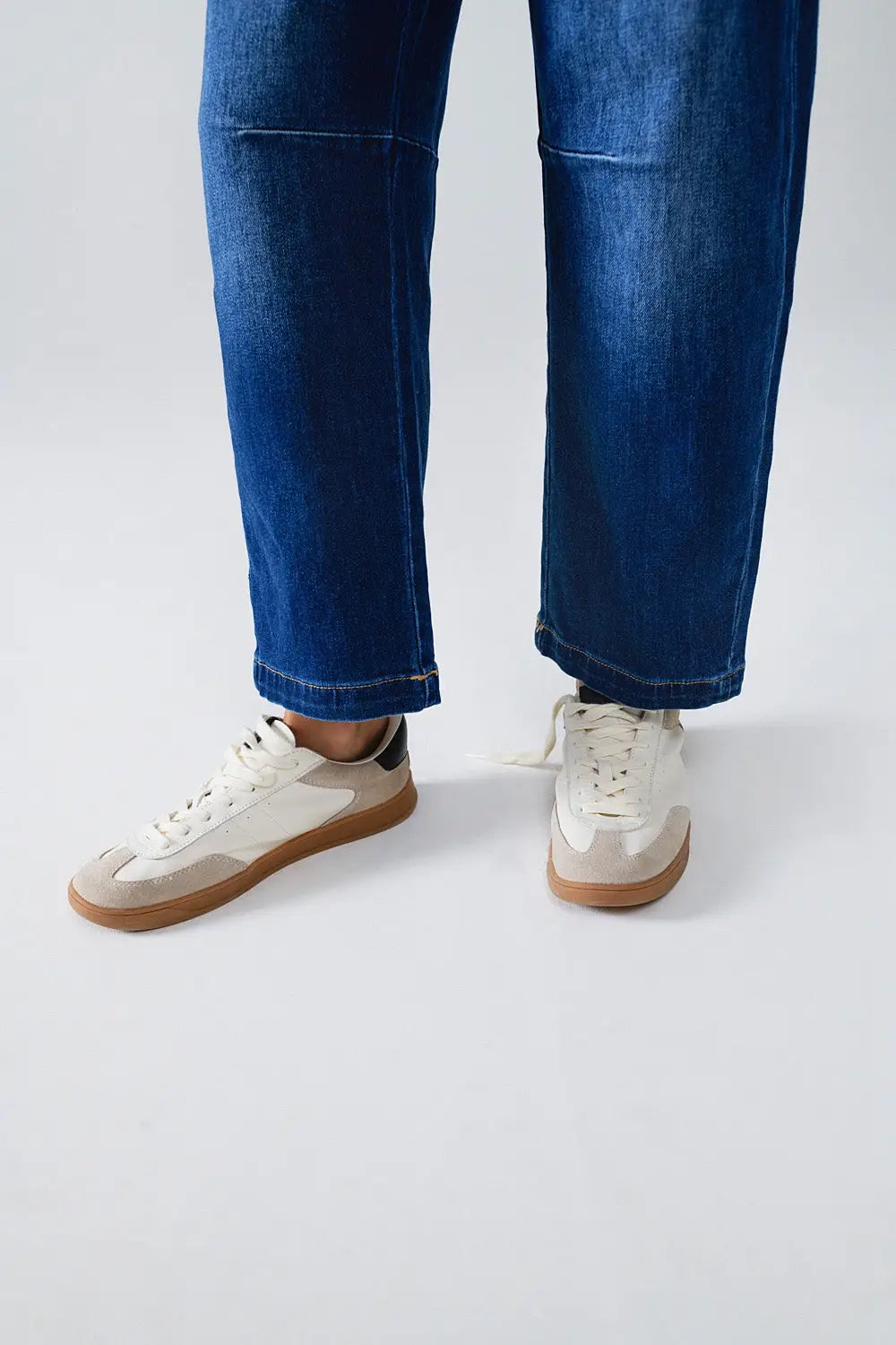 Jean droit bleu à coutures apparentes - Pantalons