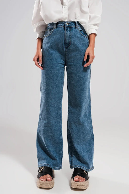 Jean droit Bleu moyen - Pantalons