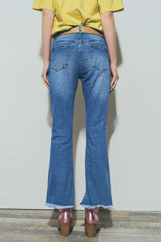 Jean droit délavé délavage moyen - Pantalons