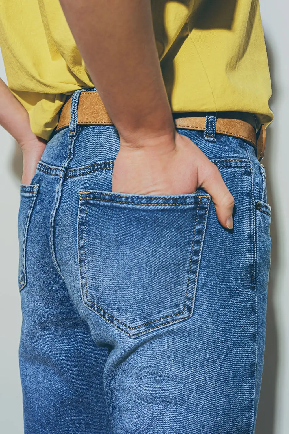 Jean droit délavé délavage moyen - Pantalons