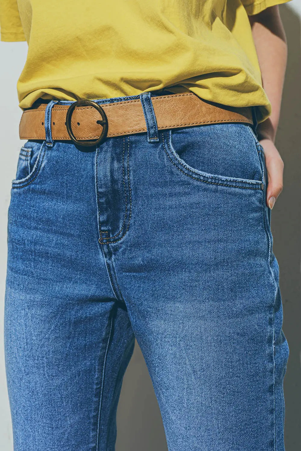 Jean droit délavé délavage moyen - Pantalons