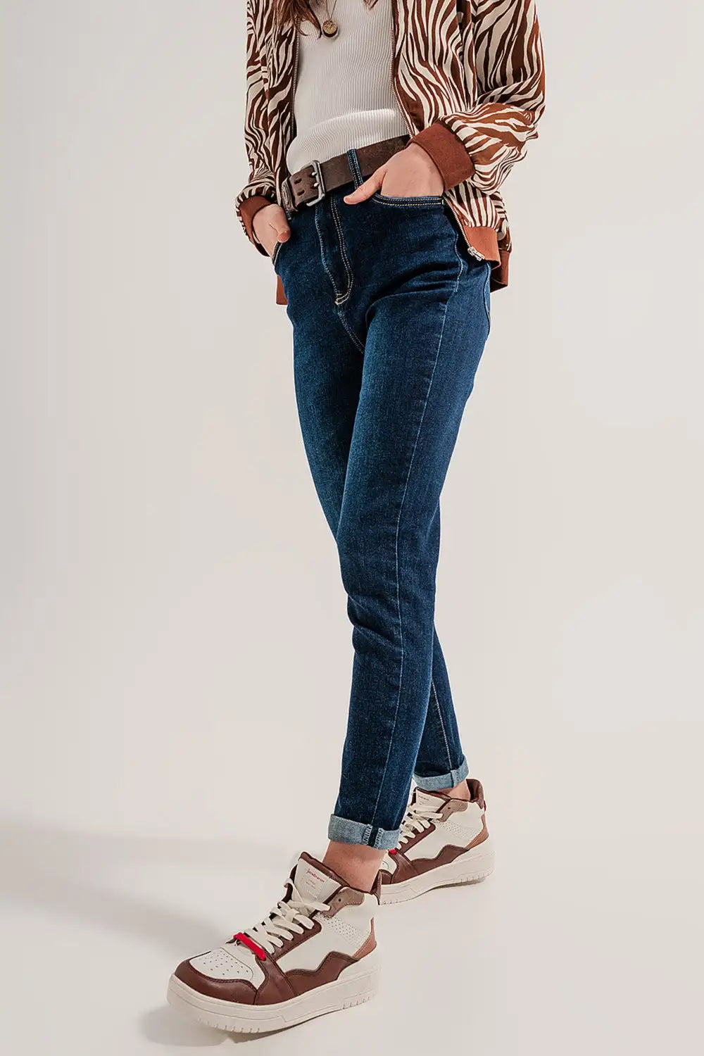 Jean droit en coton mélangé Bleu moyen - Pantalons