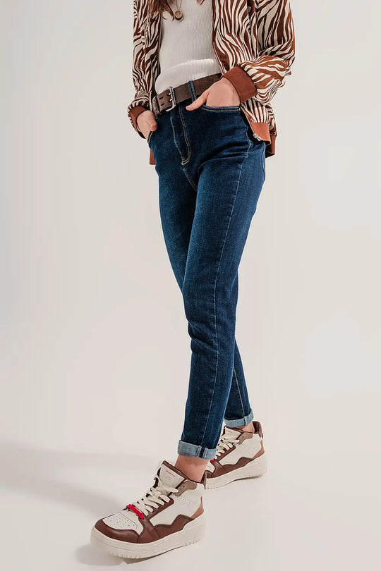 Jean droit en coton mélangé Bleu moyen - Pantalons