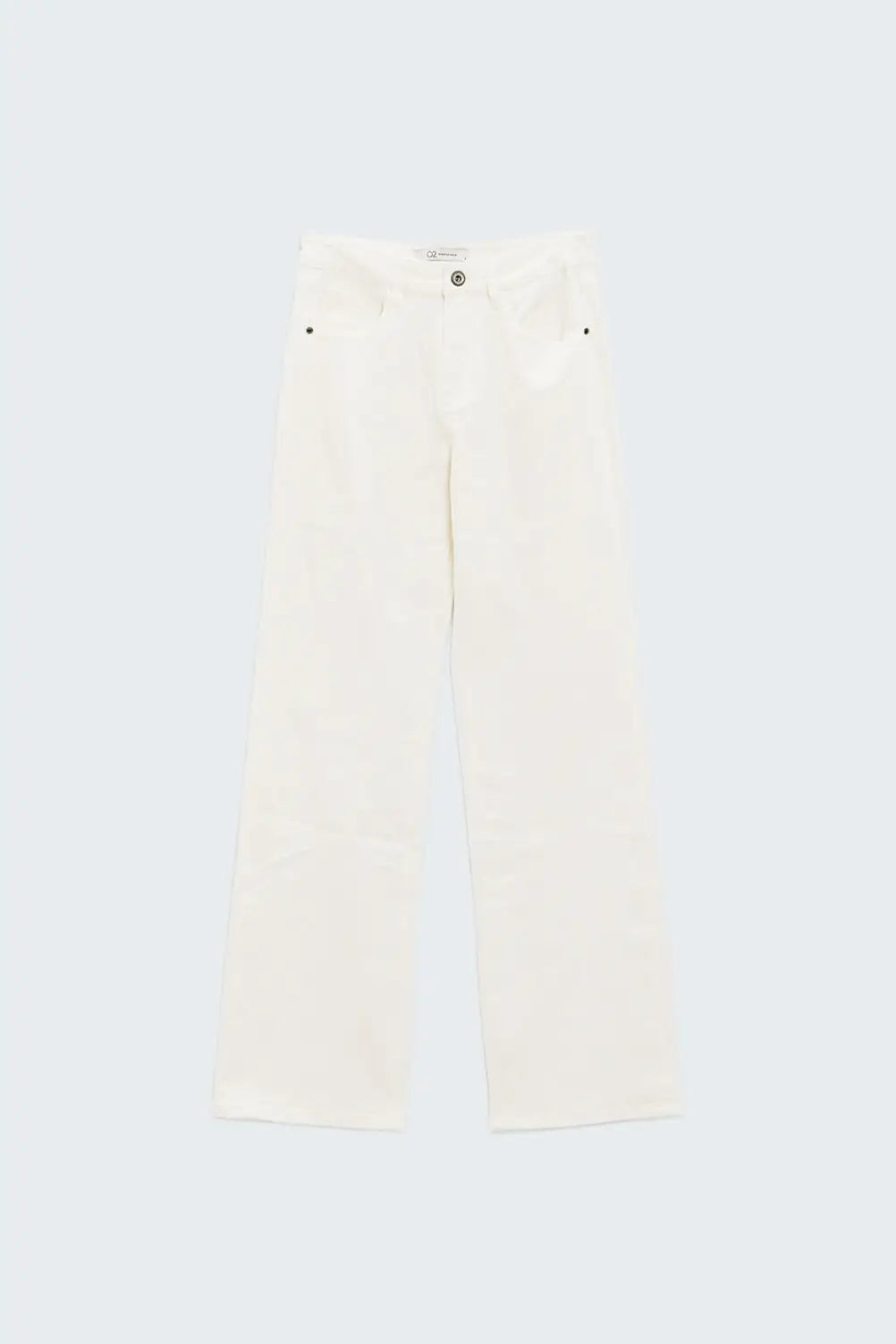 Jean droit en denim stretch avec 5 poches en blanc - Pantalons