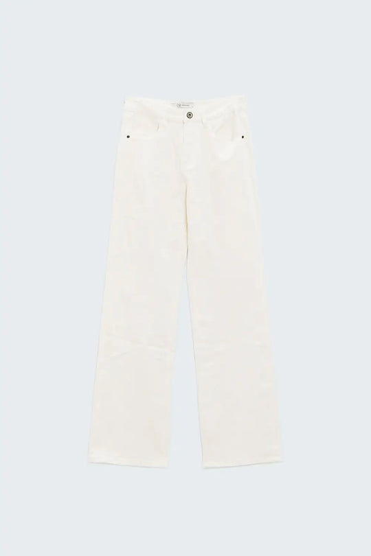 Jean droit en denim stretch avec 5 poches en blanc - Pantalons