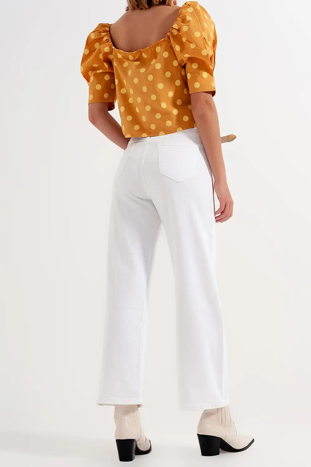 Jean droit longueur cheville blanc - Pantalons