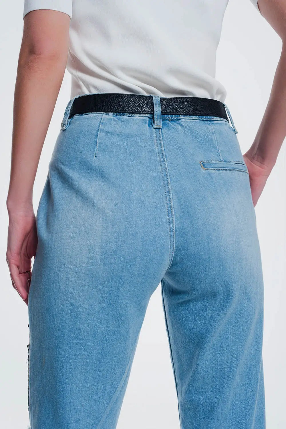 jean droit vintage déchiré avec clous - Pantalons