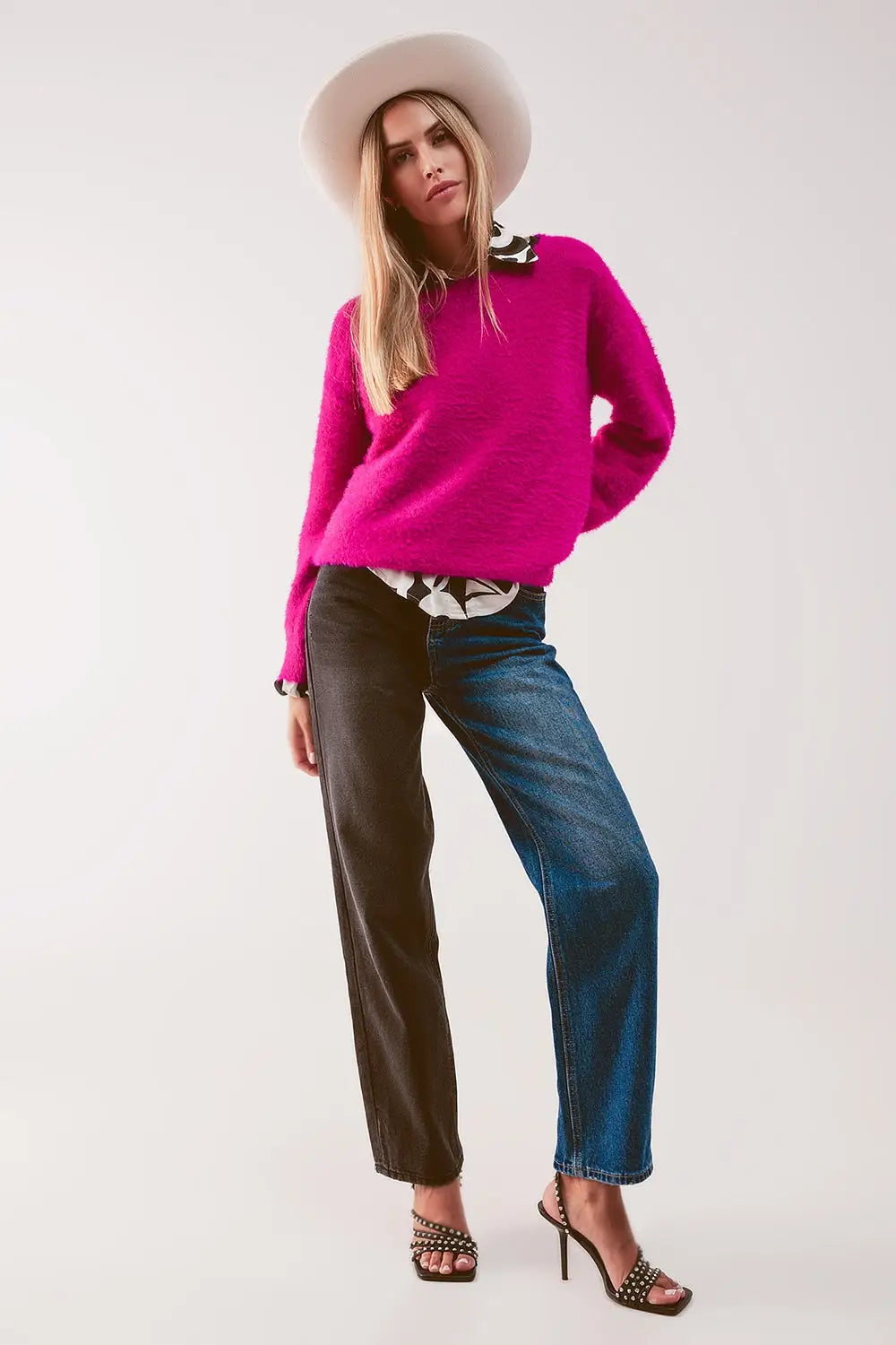 Jean droite à motifs color block - Pantalons