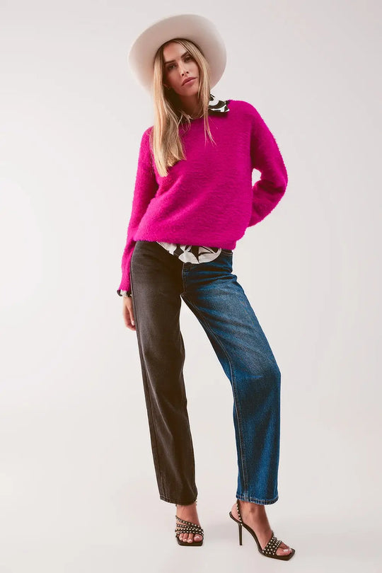 Jean droite à motifs color block - Pantalons